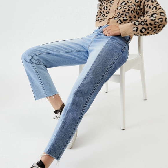 PACSUN Two Panel High Waisted Straight Leg Jeans - Picture 1 of 14